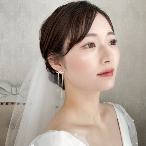 EA02 リボン 花嫁ピアス ブライダルピアス 結婚式ピアス ウェディング