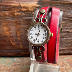 『漢字』◆真鍮製　クォーツ式手作り腕時計◆SBQ-6042-K 1枚目の画像