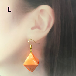 『ダイヤモンドキューブ』 折り紙 ピアス イヤリング | オレンジ 5枚目の画像