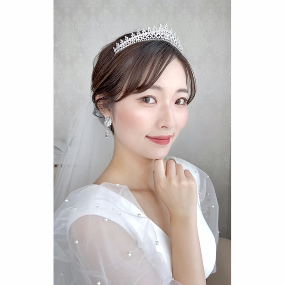 TR08 ティアラ  キュービックジルコニア 結婚式ティアラ   前撮りティアラ 花嫁アクセサリー 挙式 4枚目の画像