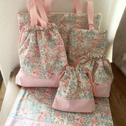 あーちゃん様専用　女の子♡入園入学準備グッズ　pink rabbit floral〜ウサギとお花 2枚目の画像