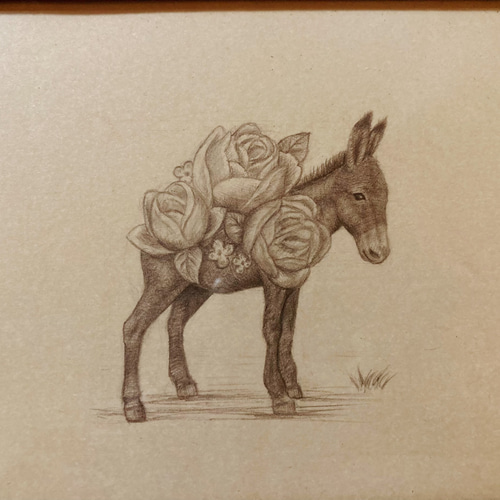 ロバと花 鉛筆画 絵画 KIKUKO・EDAPHON 通販｜Creema(クリーマ) 16469376