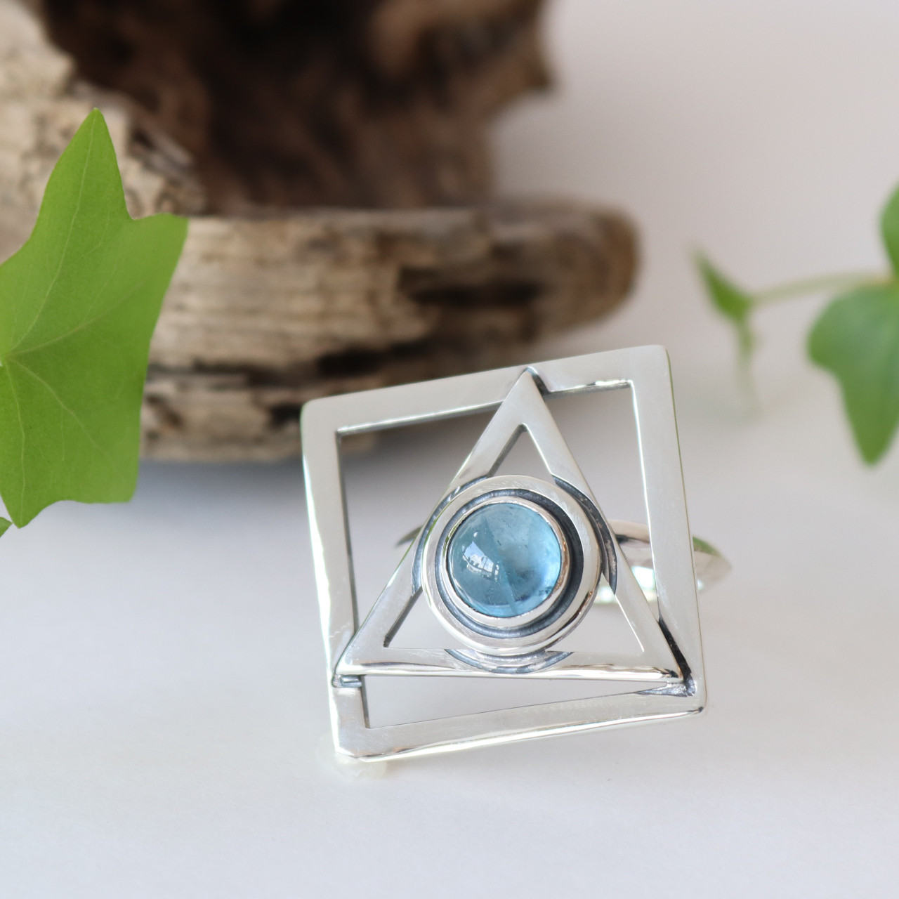 アクアマリン シルバー925 リング 「まるさんかくしかく」サイズ変更無料 ■送料無料■