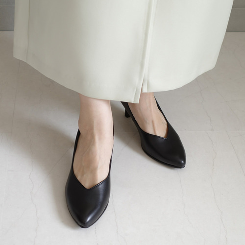 Vカットラインが美しい6cmヒールパンプス 日本製本革 / PO-NU890 Vカットラインが美しい6cmヒールパンプス 日本製本革 / PO-NU890