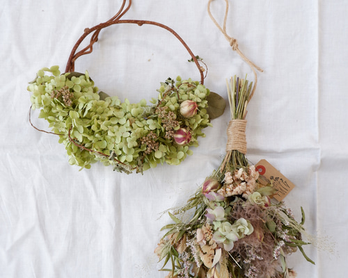 ドライフラワー スワッグ　リース　アナベル ec9e77207dd60216fdab1a20d3d48e