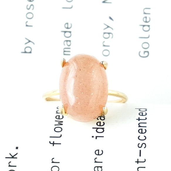ピーチカラー ムーンストーン Silver925製 リング 指輪 フリーサイズあり オレンジ ピンク ギフト 8枚目の画像