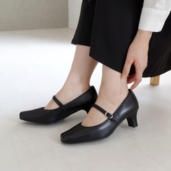 若々しくお洒落なストラップパンプス5cmヒール 日本製本革 / PO-NU751 4枚目の画像