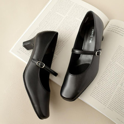 若々しくお洒落なストラップパンプス5cmヒール 日本製本革 / PO-NU751 1枚目の画像