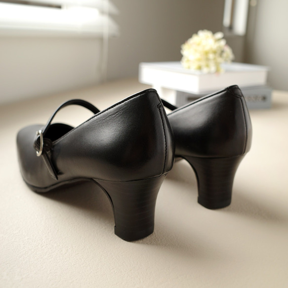 若々しくお洒落なストラップパンプス5cmヒール 日本製本革 / PO-NU751 12枚目の画像