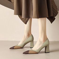 23 新款女士真皮鞋時尚獨特鞋高跟鞋 22 厘米 ~ 24.5 厘米杏色 #812⭐免運費⭐ 第1張的照片