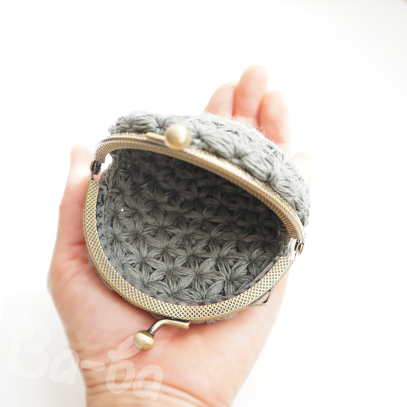 Ba-ba handmade Jasmine Stitch crochet round pouch No.C1694 第7張的照片