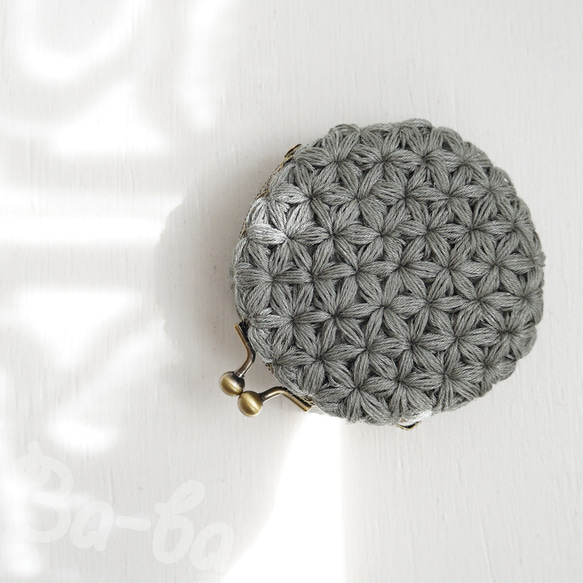 Ba-ba handmade Jasmine Stitch crochet round pouch No.C1694 第1張的照片