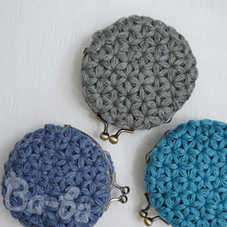 Ba-ba handmade Jasmine Stitch crochet round pouch No.C1694 第8張的照片