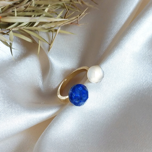 神秘的リング》天然石リング ラピスラズリ ムーンストーン 12月