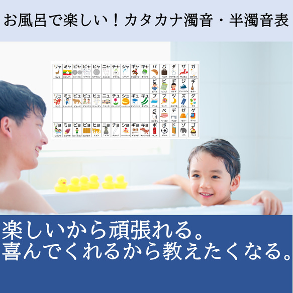 カタカナ濁音半濁音表 お風呂 お風呂で楽しい！濁音半濁音表 1枚目の画像