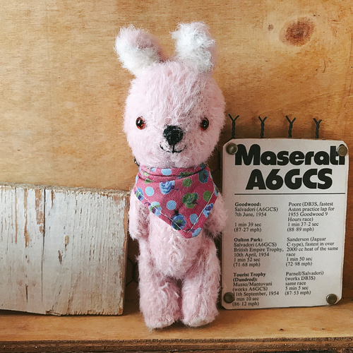 ☆junkな木箱シリーズ☆ いちごミルクカラーのうさちゃん テディベア