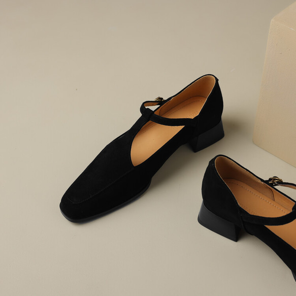 23 新款女士真皮鞋時尚獨特鞋高跟鞋 22 厘米-25 厘米黑色 #813⭐免運費⭐ 第8張的照片