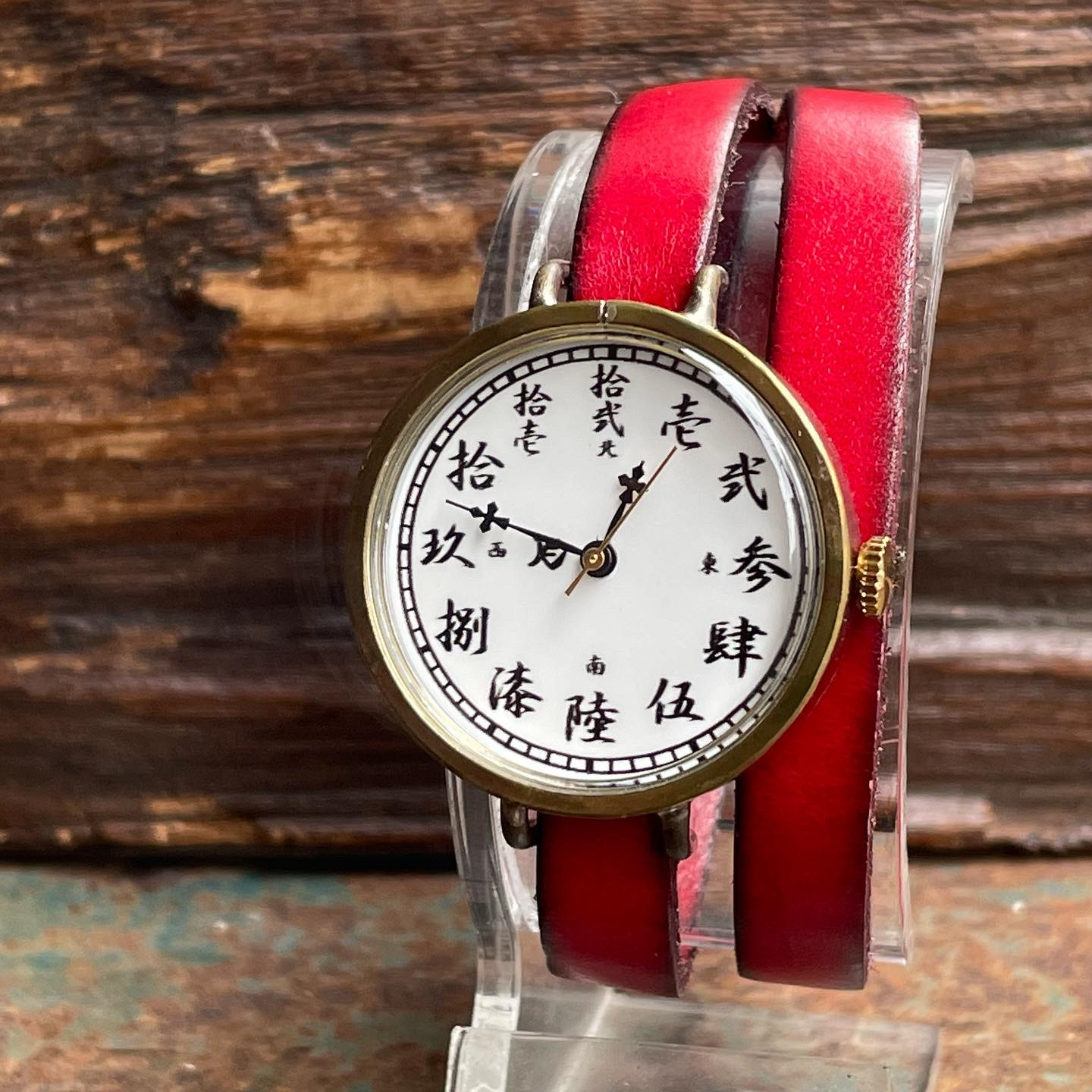 『漢字』◆真鍮製　クォーツ式手作り腕時計◆RBQ-5049-K