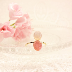 薄紅/桜色ドロップの指輪 4枚目の画像