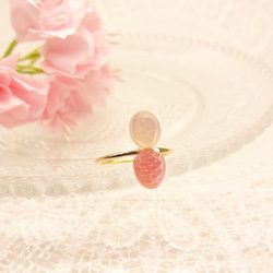 薄紅/桜色ドロップの指輪 2枚目の画像