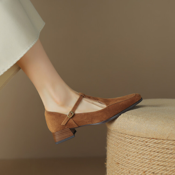 23 新款女士真皮鞋時尚獨特鞋高跟鞋 22 厘米-25 厘米棕色 #813⭐免運費⭐ 第6張的照片
