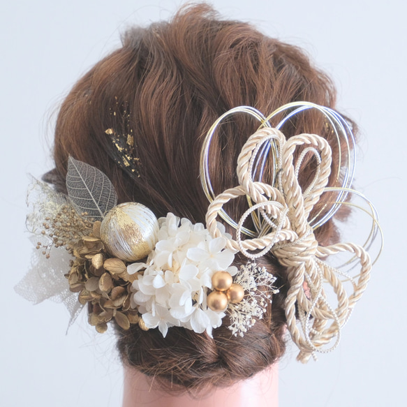 成人式 卒業式 髪飾り 成人式用髪飾り 和玉ホワイトゴールドレース