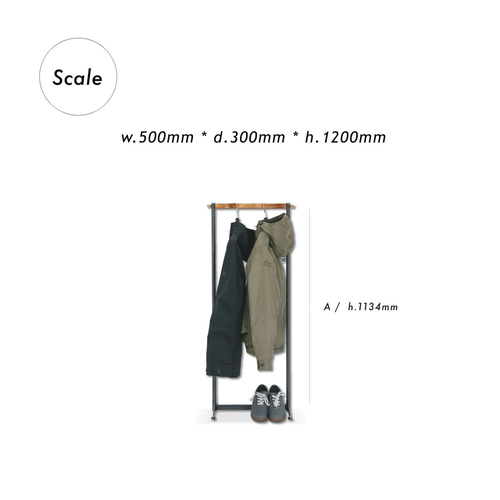 送料無料] 無垢 ハンガーラック アイアン 洋服掛け h120 [受注製作