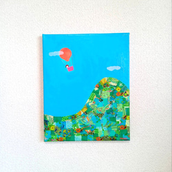 アクリル画　原画　「野花の咲くフィールド」額縁付　キャンバス　SMサイズ アクリル画 原画 「野花の咲くフィールド」額縁付 キャンバス SM