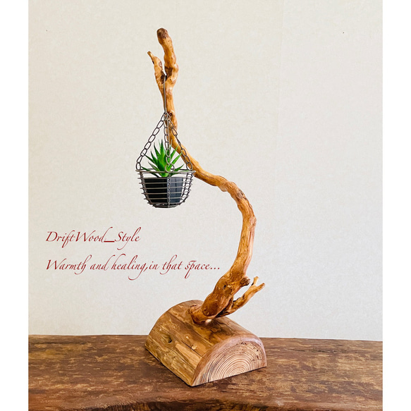 流木インテリア うねる枝が個性的な小型の流木スタンド ランタンやエアプラントを飾れる置物 北欧 照明 木材 癒し N2 5枚目の画像