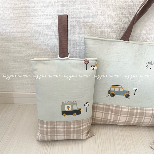 入園セット 6点 【はたらく車】グレー ハンドメイド 入園入学準備 入園