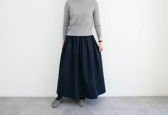 【NINA RICCI】NAVYタイプライター コクーン バレル スカート ウォッシャブル タイプライター ロングスカート（2238383