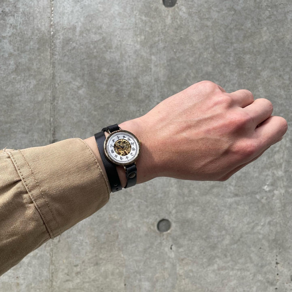 『漢字』◆真鍮製　手巻式手作り腕時計◆RBM-4014-K 5枚目の画像