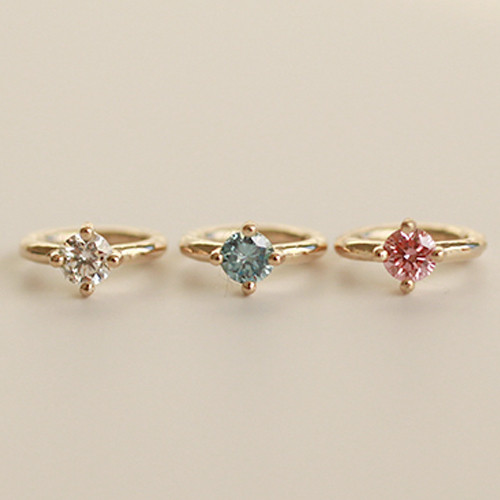 18 14K金 ゴールド Cz or ダイヤモンド リング 耳 鼻 軟骨 ヘリックス トラガス フープイヤリング ピアス