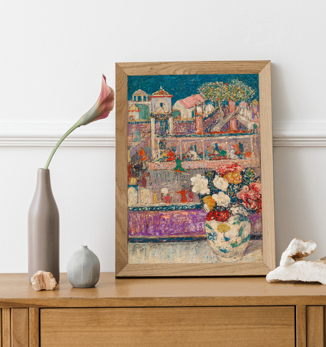 アート 花瓶の花 壁掛け モダンアート 宝石画 ストーン モザイク画 壁飾り