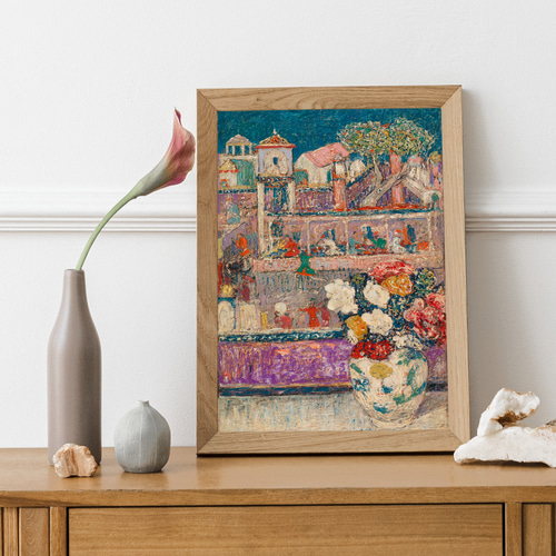 キャンバス油絵　専用　カラフルなお花をたくさん入れた花瓶 happy! キャンバス油絵 専用 カラフルなお花をたくさん入れた花瓶 happy