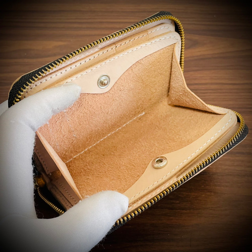 総手縫い メンズ財布 ミニ財布 小さい財布 本革 ハンドメイド アクアグリーン