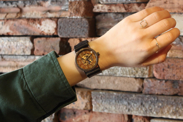 『漢字』◆真鍮製　手巻式手作り腕時計◆ LBM-2060-K 6枚目の画像