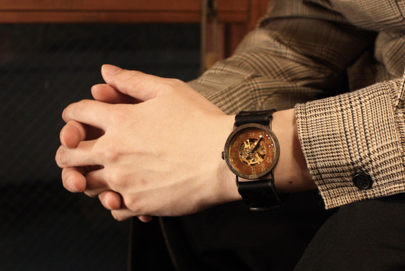 『漢字』◆真鍮製　手巻式手作り腕時計◆ LBM-2060-K 7枚目の画像