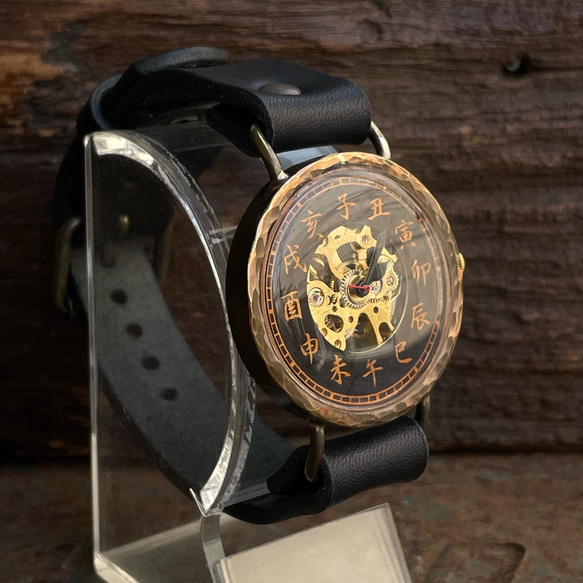『漢字』◆真鍮製　手巻式手作り腕時計◆ LBM-2059-K 2枚目の画像