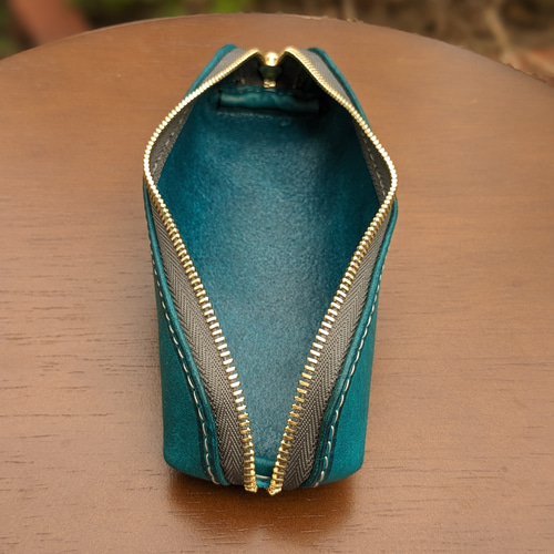 本革 レザー ペンケース ターコイズブルー スモールサイズ ペンケース