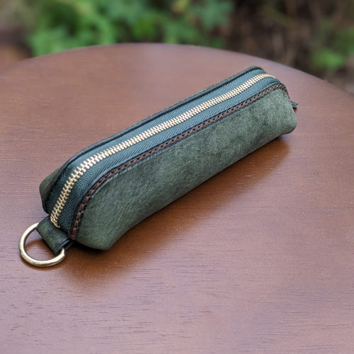 History ベース用ハードケース ブラック/モスグリーン 本革 レザー ペンケース モスグリーン スモールサイズ ペンケース