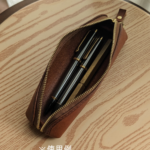 本革 レザー ペンケース モスグリーン スモールサイズ ペンケース