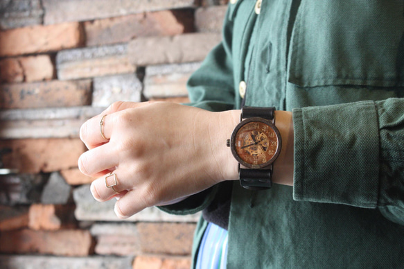 『漢字』◆真鍮製　手巻式手作り腕時計◆ LBM-2058-K 5枚目の画像