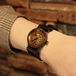 『漢字』◆真鍮製　手巻式手作り腕時計◆ LBM-2058-K 8枚目の画像