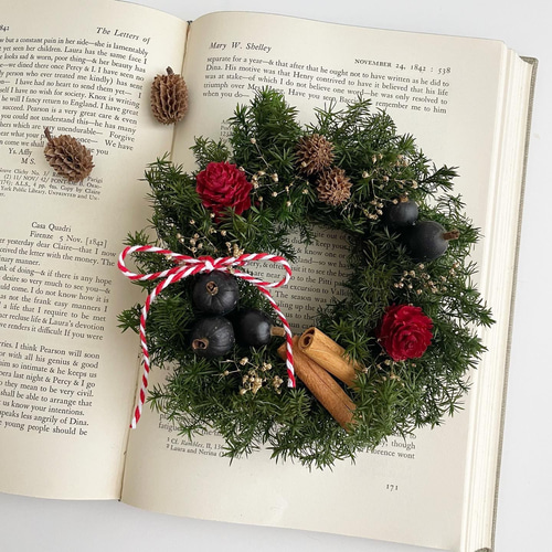 手のひらサイズが可愛い♪ミニクリスマスリース プリザーブドフラワー