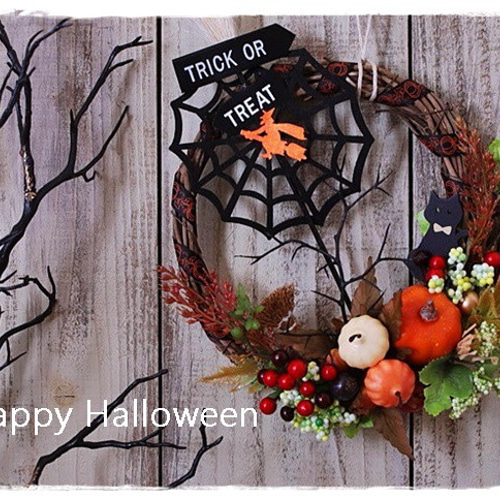 ハロウィン】パンプキン？魔女さん？、選べる可愛いハロウィンリース