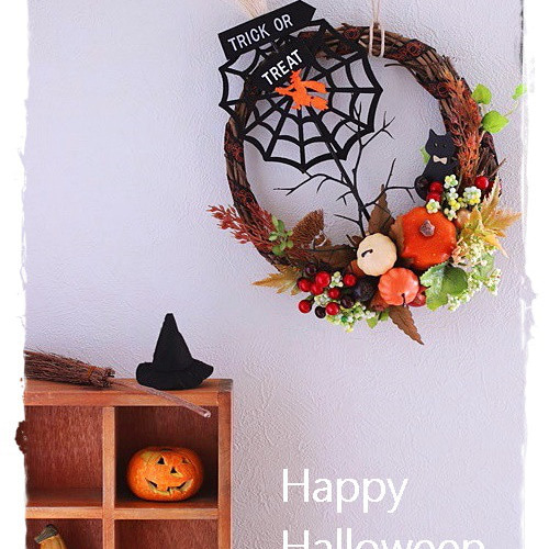 ハロウィンリース ハロウィン】パンプキン？魔女さん？、選べる可愛いハロウィンリース