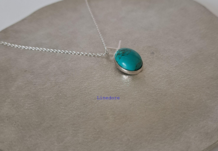 【フェンネル】ターコイズ(トルコ石)ペンダントネックレス　LNE001
