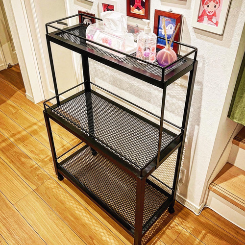 3段アイアンラック☆マットブラック☆植物棚☆多肉☆キッチンラック☆送料無料 3段アイアンラック☆マットブラック☆植物棚☆多肉☆キッチンラック