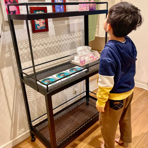 3段アイアンラック☆マットブラック☆植物棚☆多肉☆キッチンラック